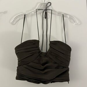 Zara olive green silky top